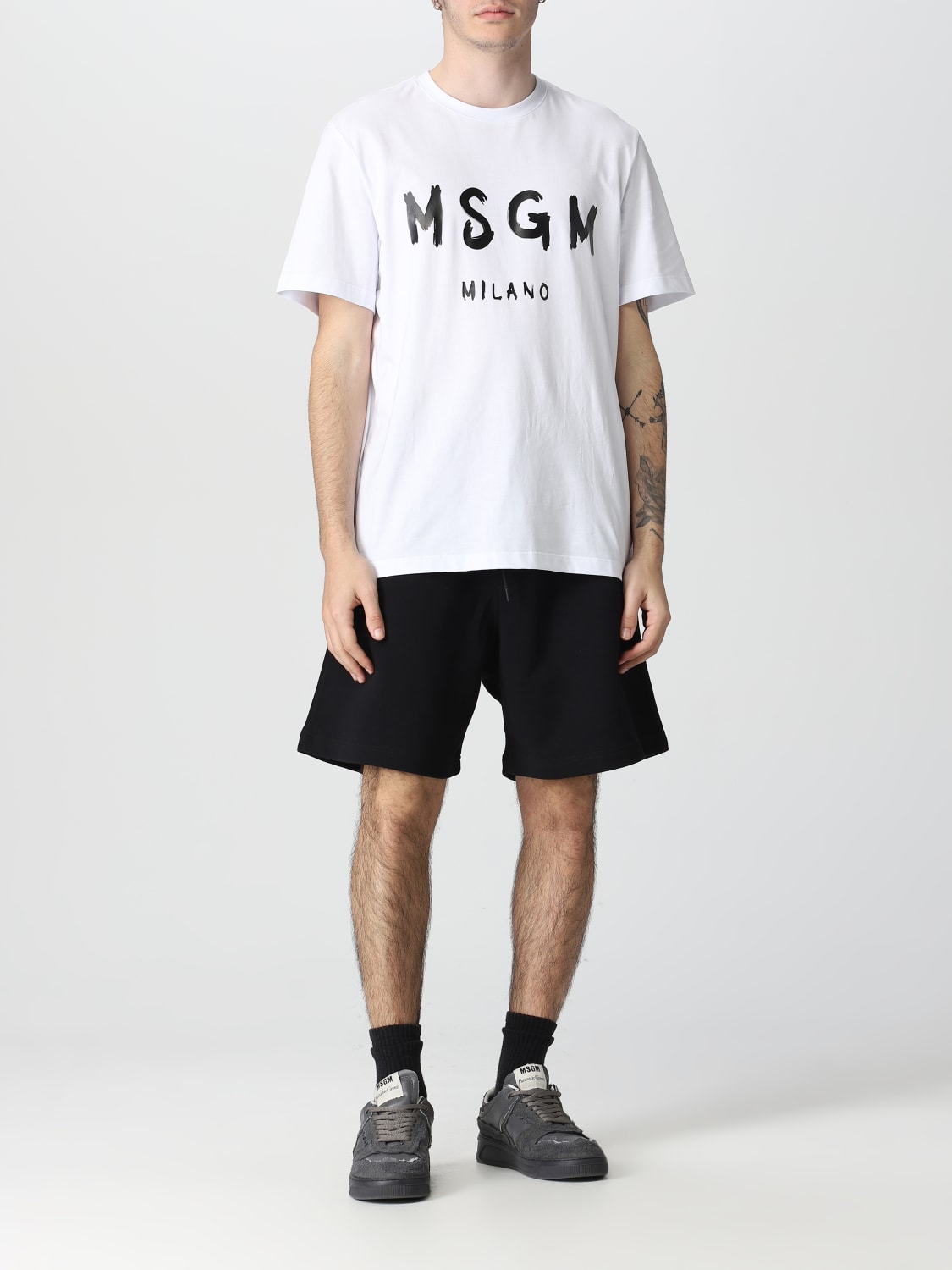 MSGM：ショートパンツ メンズ - ブラック | GIGLIO.COMオンラインの