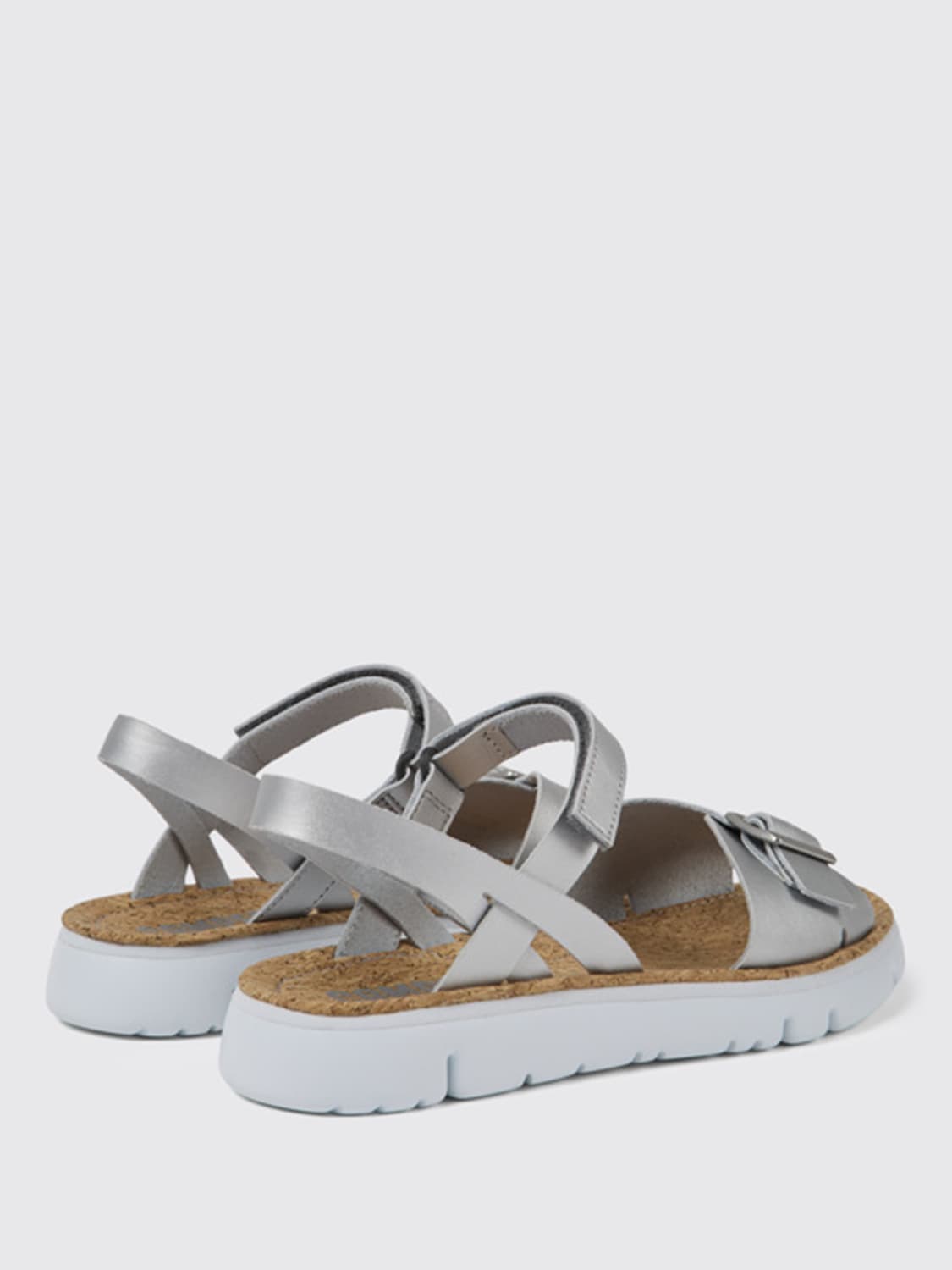 CAMPER: Oruga sandals in leather - Grey | Camper flat sandals K200631 ...