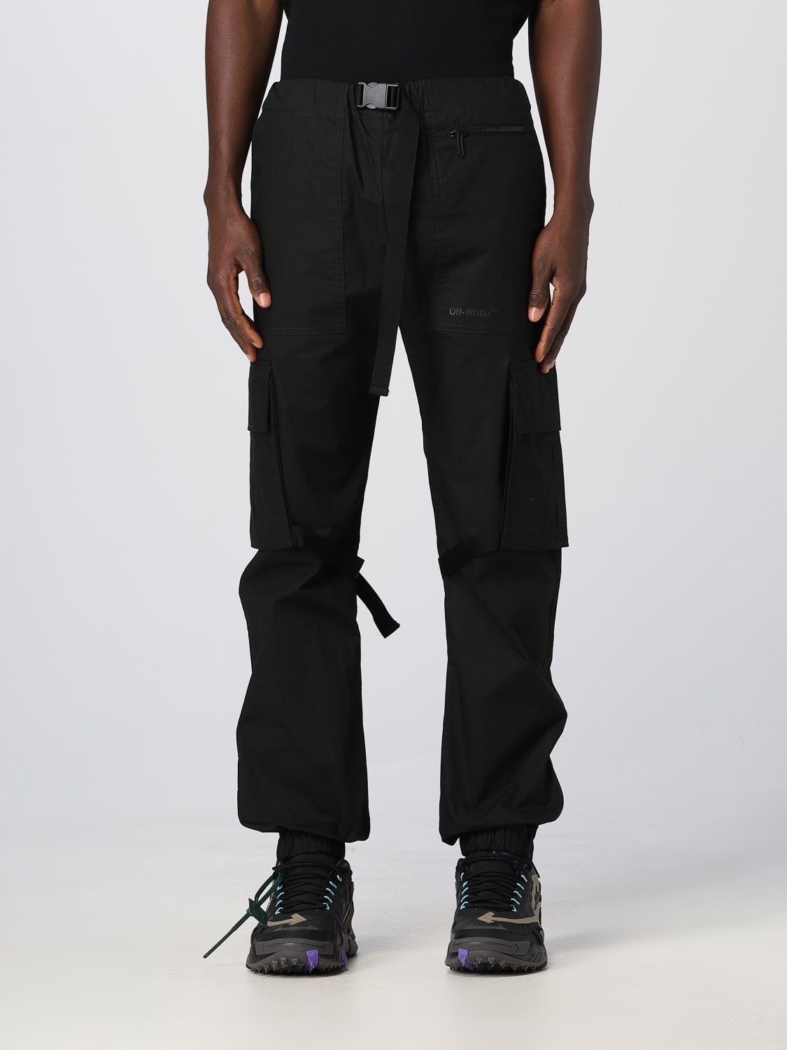OFF-WHITE: pants in technical fabric - Black | Off-White pants ...
