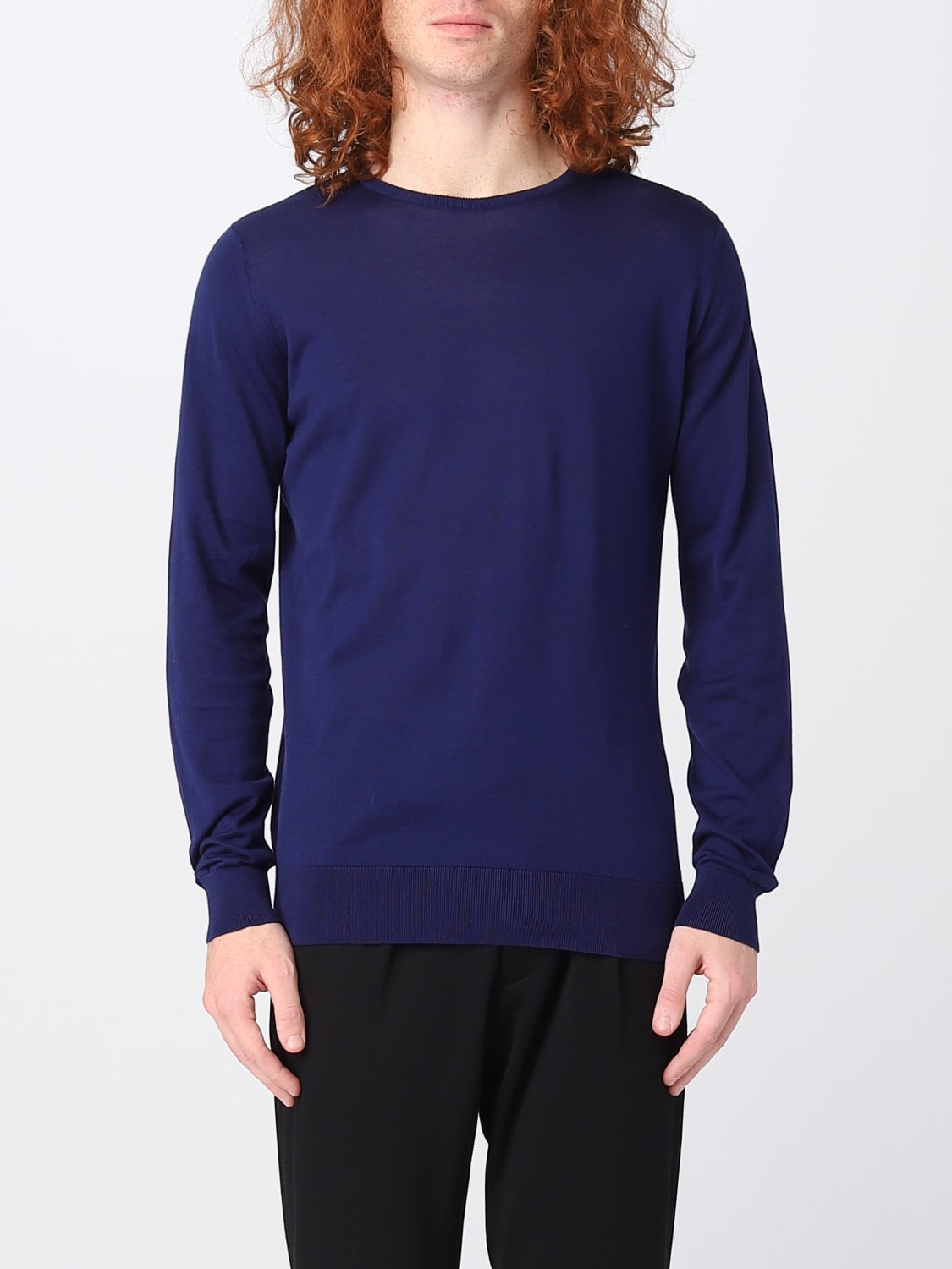 JOHN SMEDLEY: sweater for man - Blue | John Smedley sweater HATFIELD ...