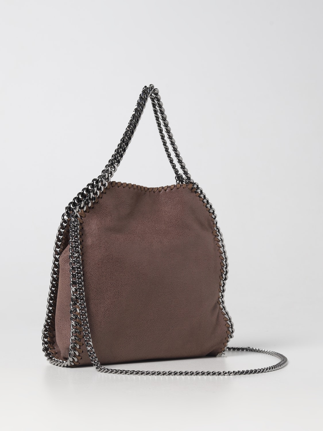 STELLA MCCARTNEY: Falabella bag in cracklè synthetic leather - Dove Grey