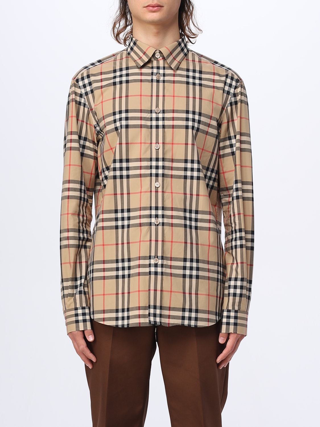 BURBERRY: shirt in cotton poplin - Beige | Burberry shirt 8020863
