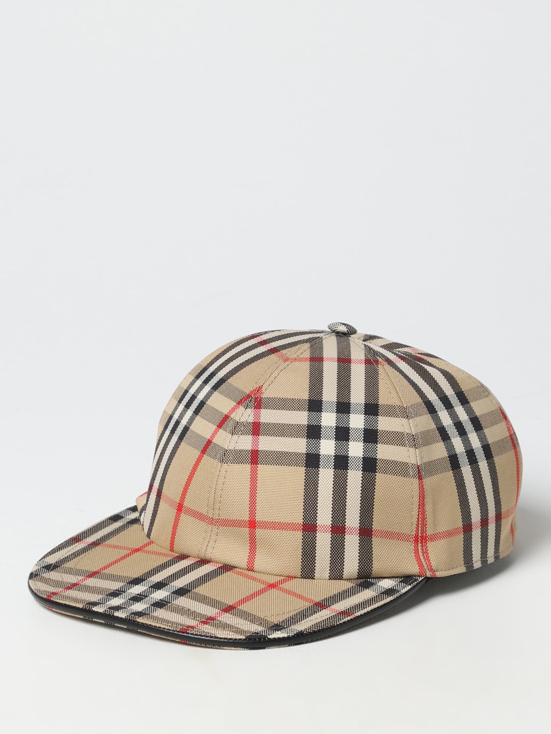 BURBERRY: Vintage Check hat in cotton - Beige | Burberry hat 8068041