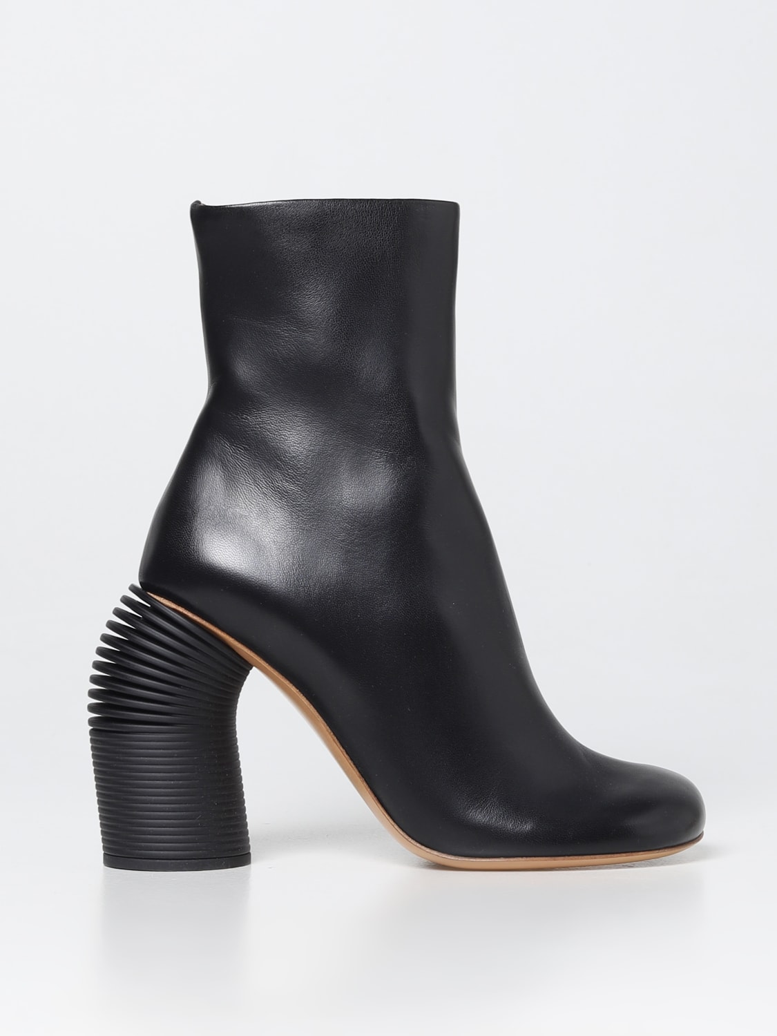 OFF-WHITE: Tonal Spring leather ankle boots - Black | Off-White flat ...