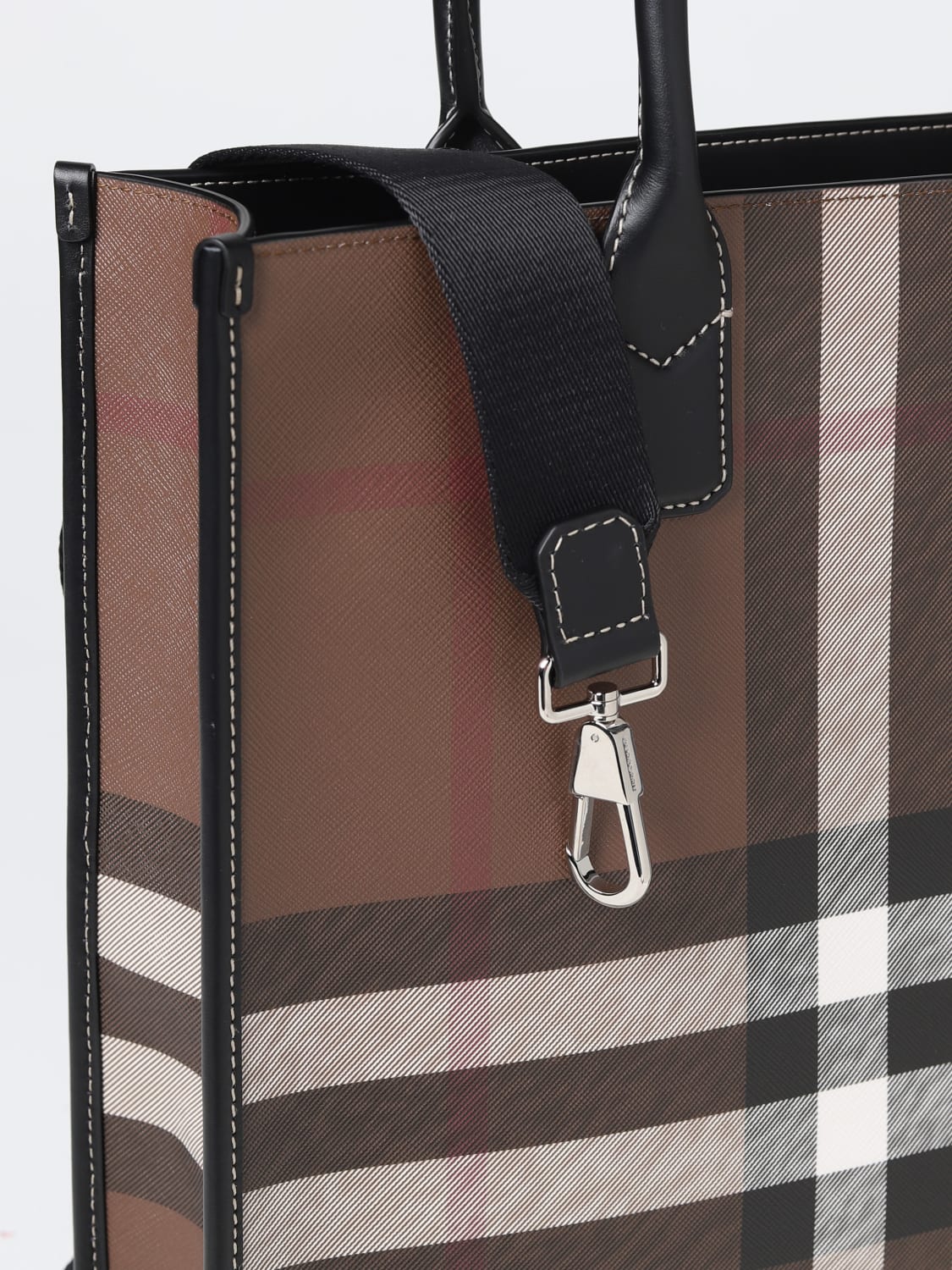Burberry Medium Canvas Check Tote Bag in Brown