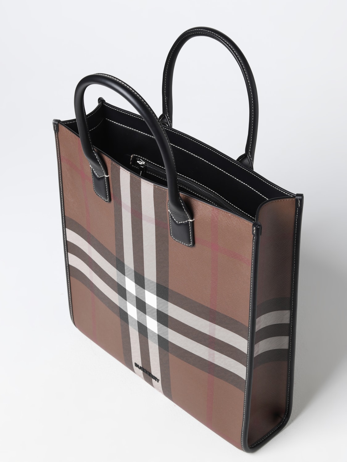 Checked Canvas Tote Bag in Brown - Burberry