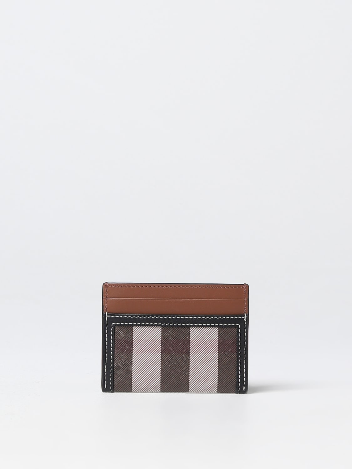 BURBERRY Leather and checked coated-canvas wallet