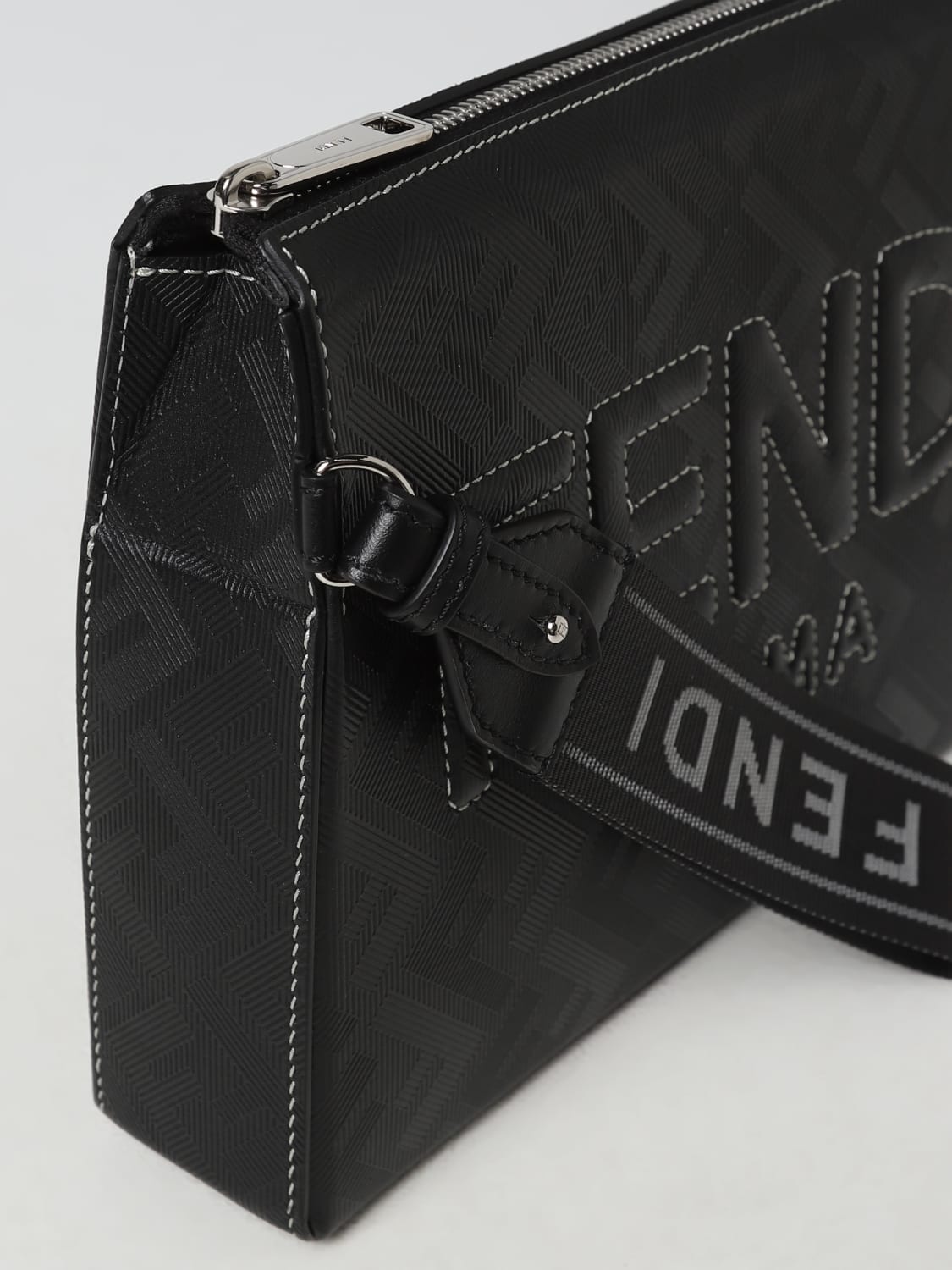 Fendi Leather And Ff Fabric Clutch Bag for Men