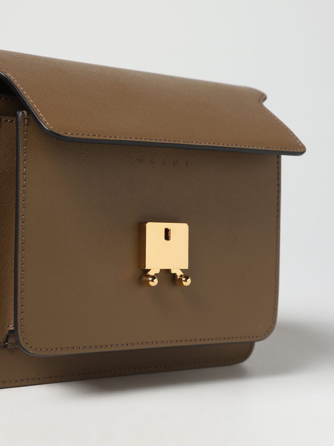 Brown saffiano leather mini Trunk bag