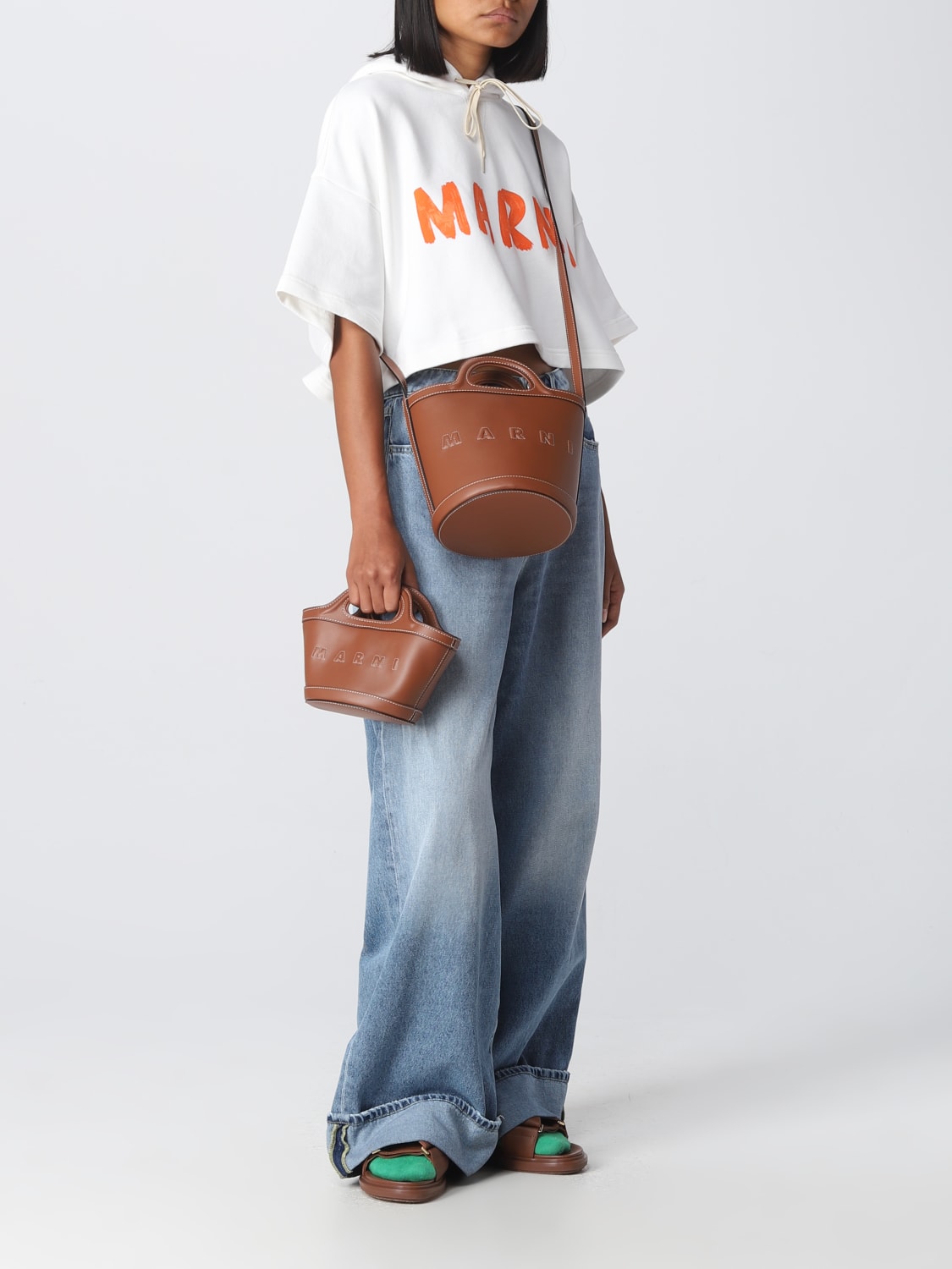 MARNI: Tropicalia bag in smooth leather - Brown | Marni mini bag