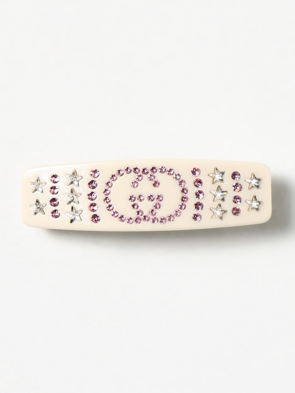 GUCCI: clip in acetate with set rhinestones - Pink