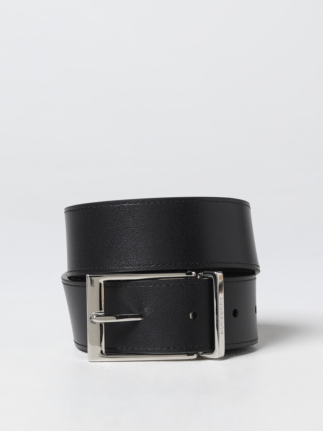 BURBERRY: reversible belt in leather and coated cotton - Beige ...