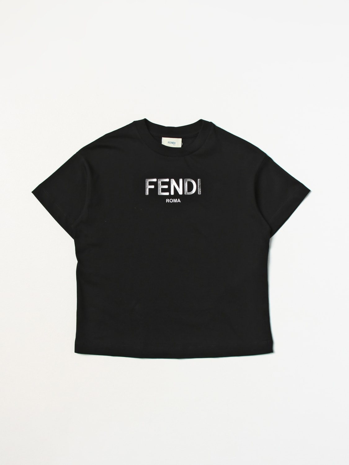FENDI KIDS: cotton t-shirt - Black | Fendi Kids t-shirt JUI1377AJ