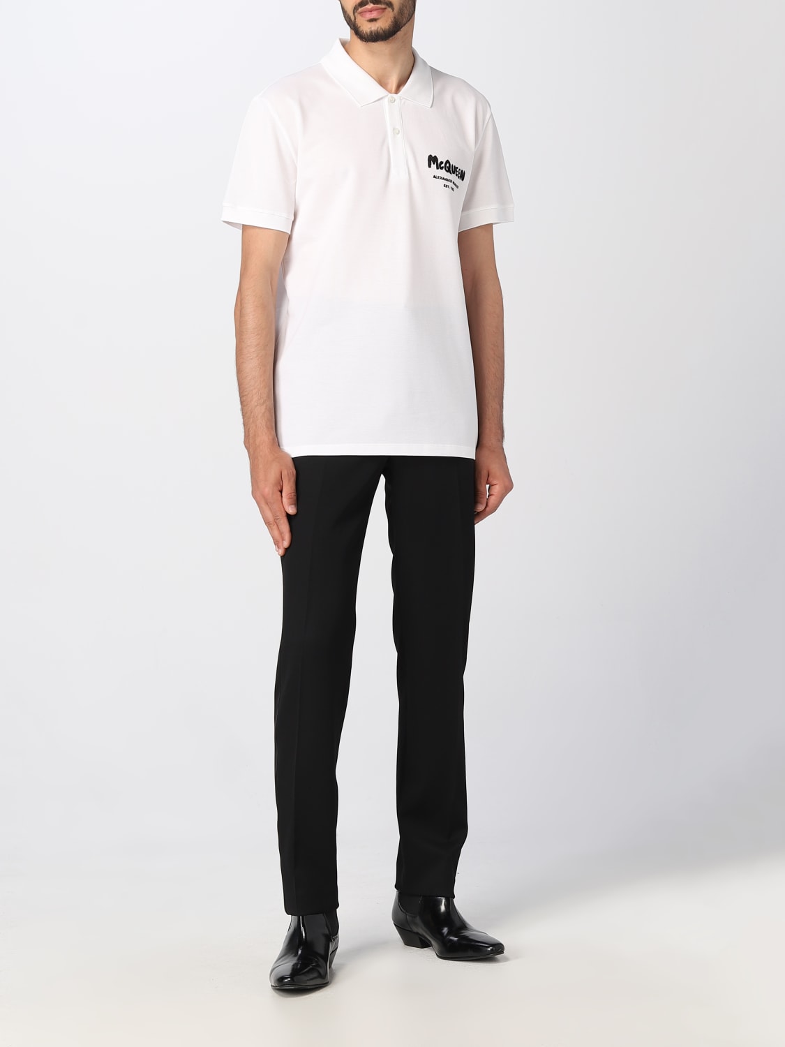 ALEXANDER MCQUEEN：ポロシャツ メンズ - ホワイト | GIGLIO.COM