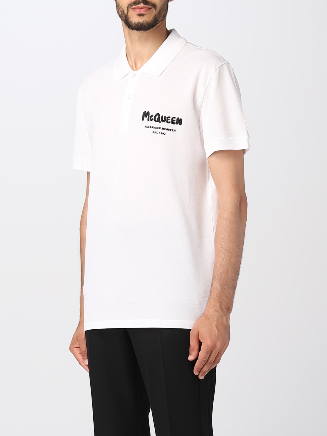 ALEXANDER MCQUEEN: polo shirt for man - White | Alexander Mcqueen polo ...