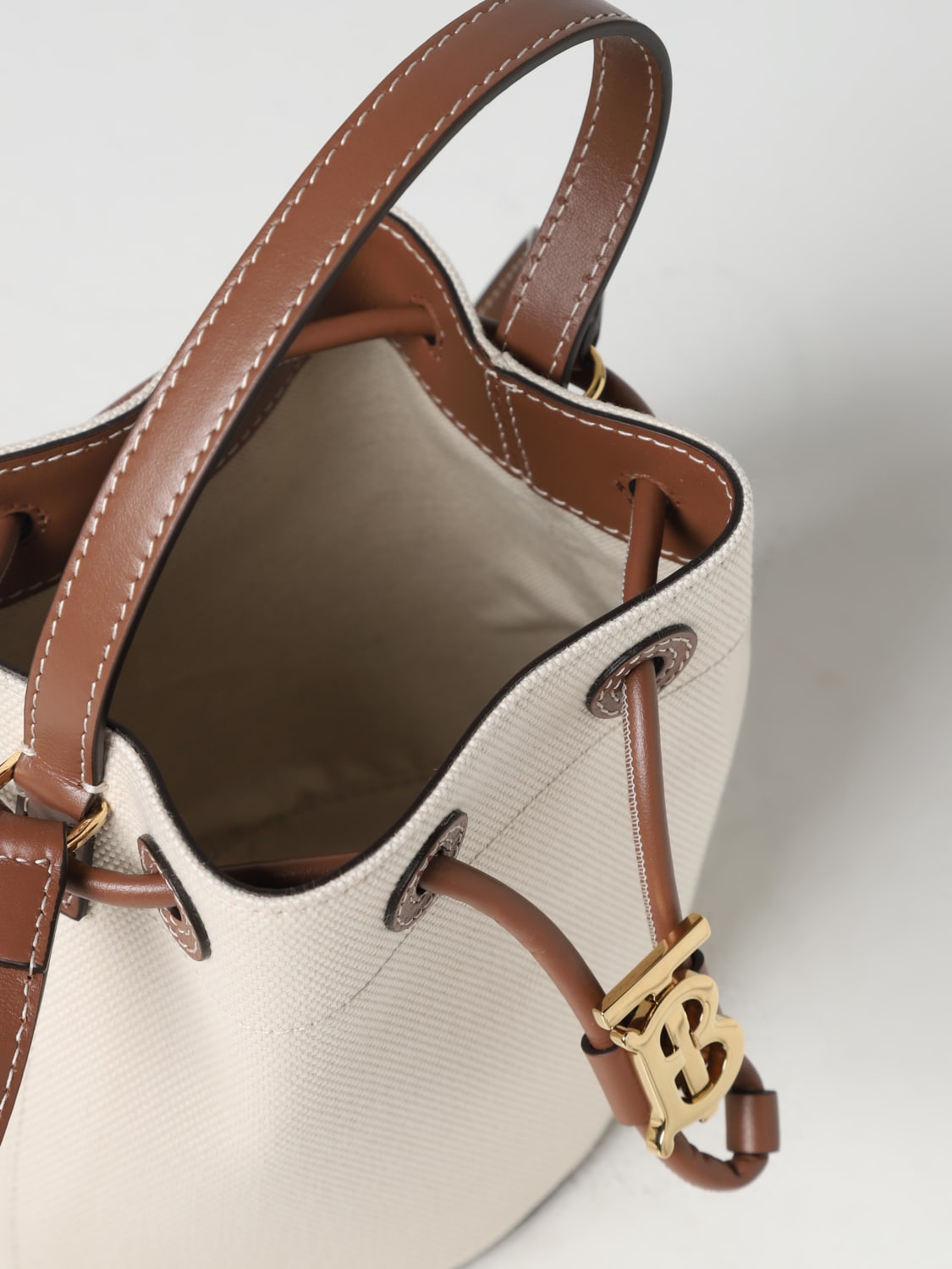 BURBERRY: TB bag in canvas and leather - Beige | Burberry mini bag