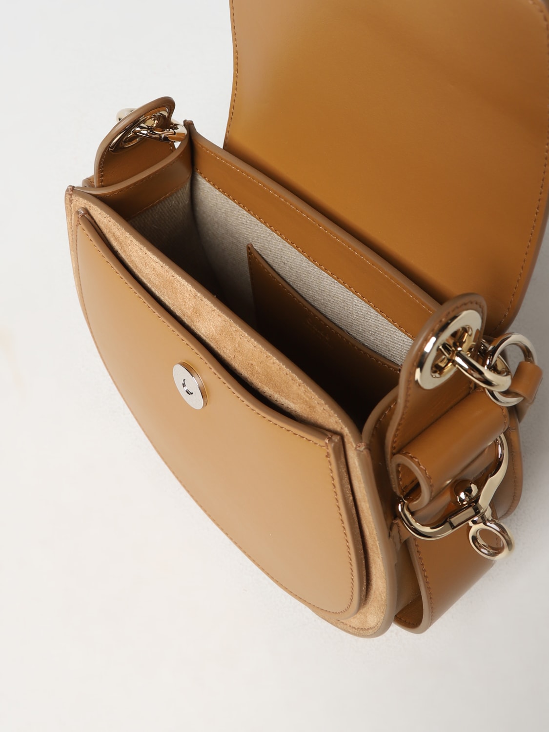 Chloe Muted Brown Leather Mini Tess Crossbody Bag - Yoogi's Closet