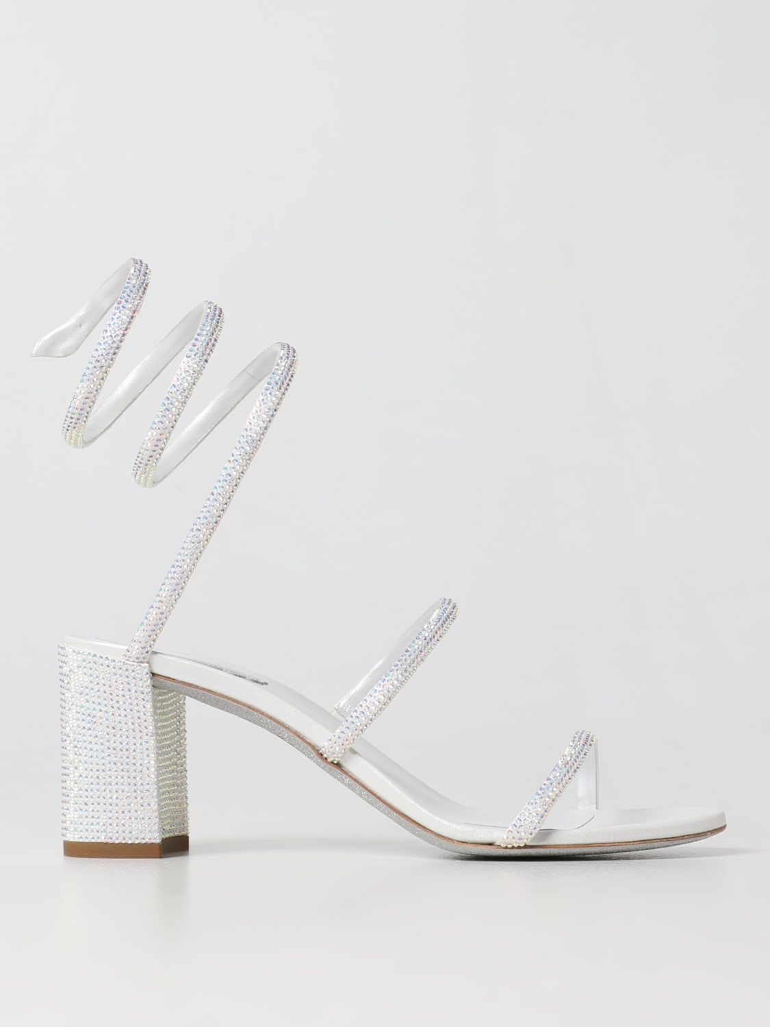 RENE CAOVILLA: heeled sandals for woman - White | Rene Caovilla heeled ...