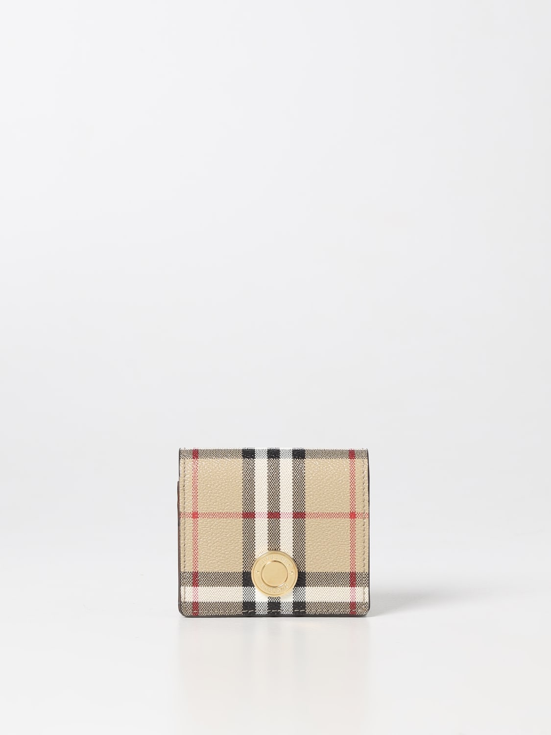 BURBERRY: Vintage Check wallet in coated cotton - Beige