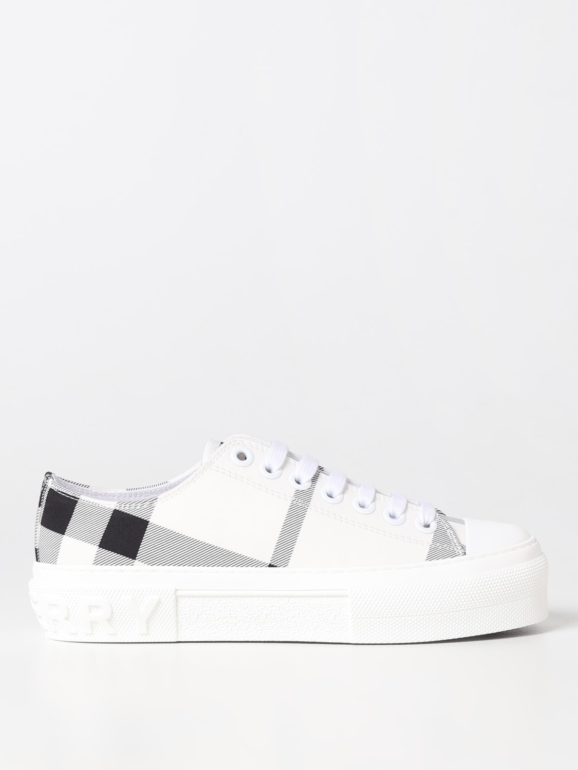 BURBERRY: Check sneakers in jacquard cotton - Black | Burberry