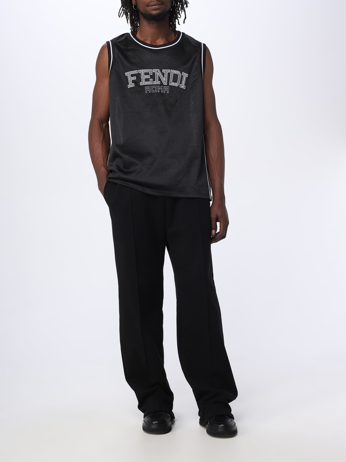 FENDI: tank top for man - Black | Fendi tank top FAF695APC1 online on ...
