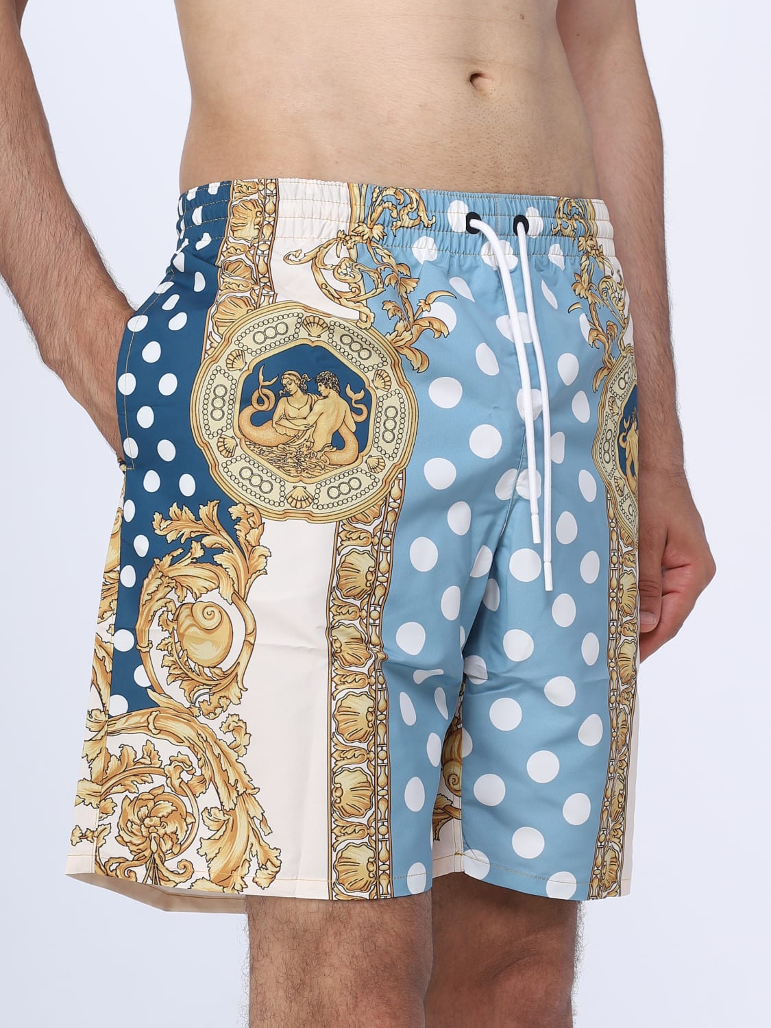 VERSACE: swimsuit for man - Gnawed Blue | Versace swimsuit ...