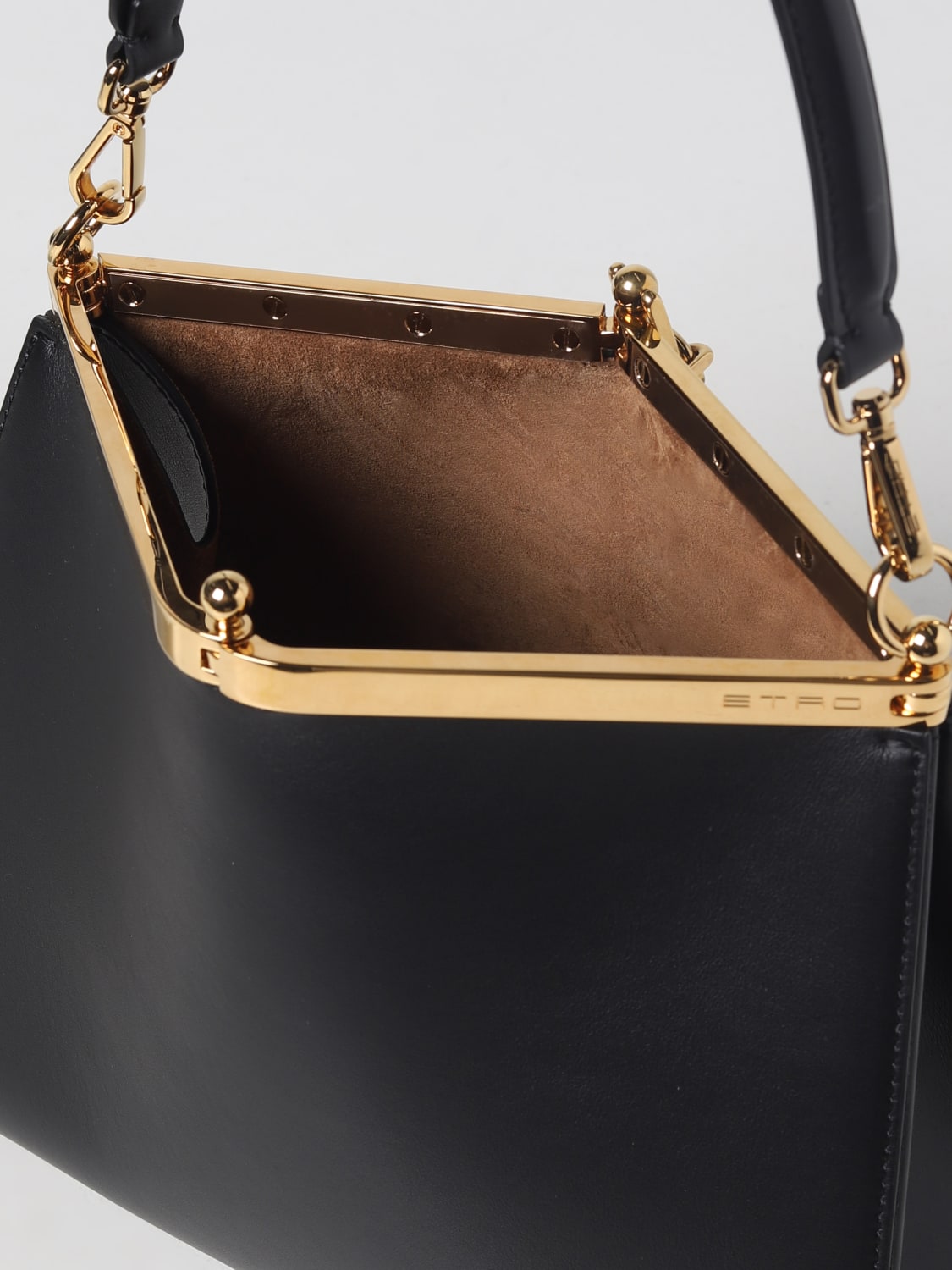 ETRO: Vela bag in leather with logo charm - Brown  Etro shoulder bag  1P0252192 online at