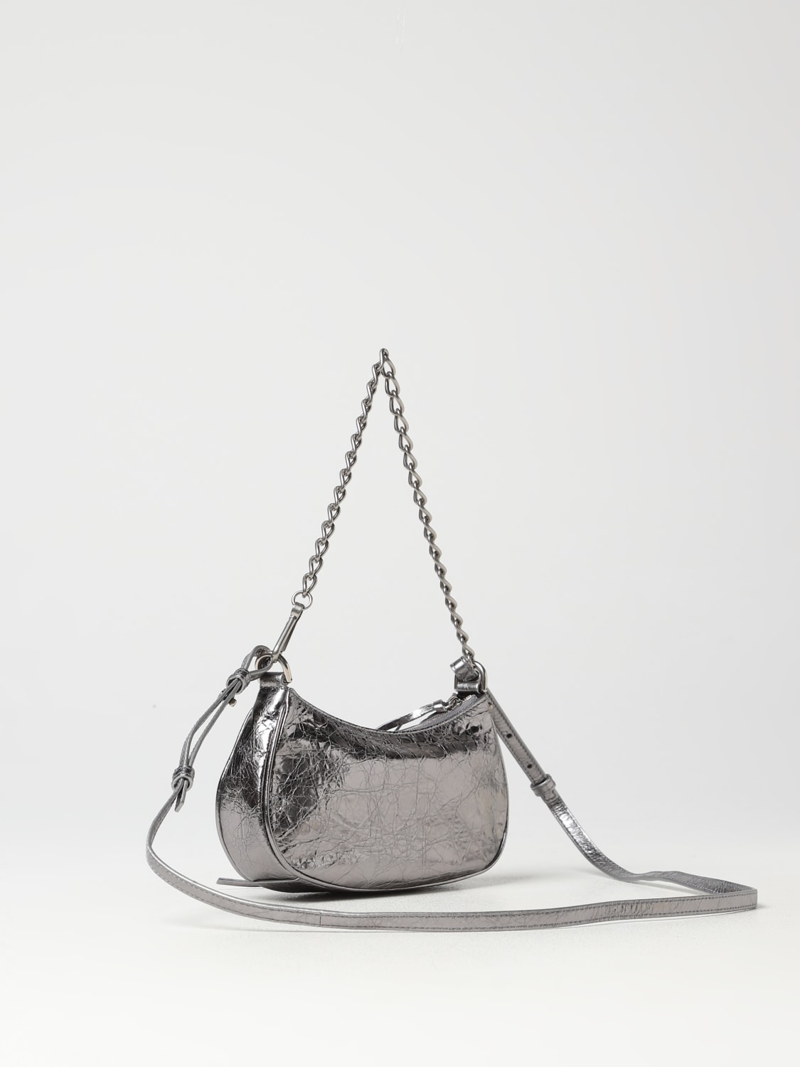 Women's Le Cagole Mini Bag With Chain Metallized in Silver