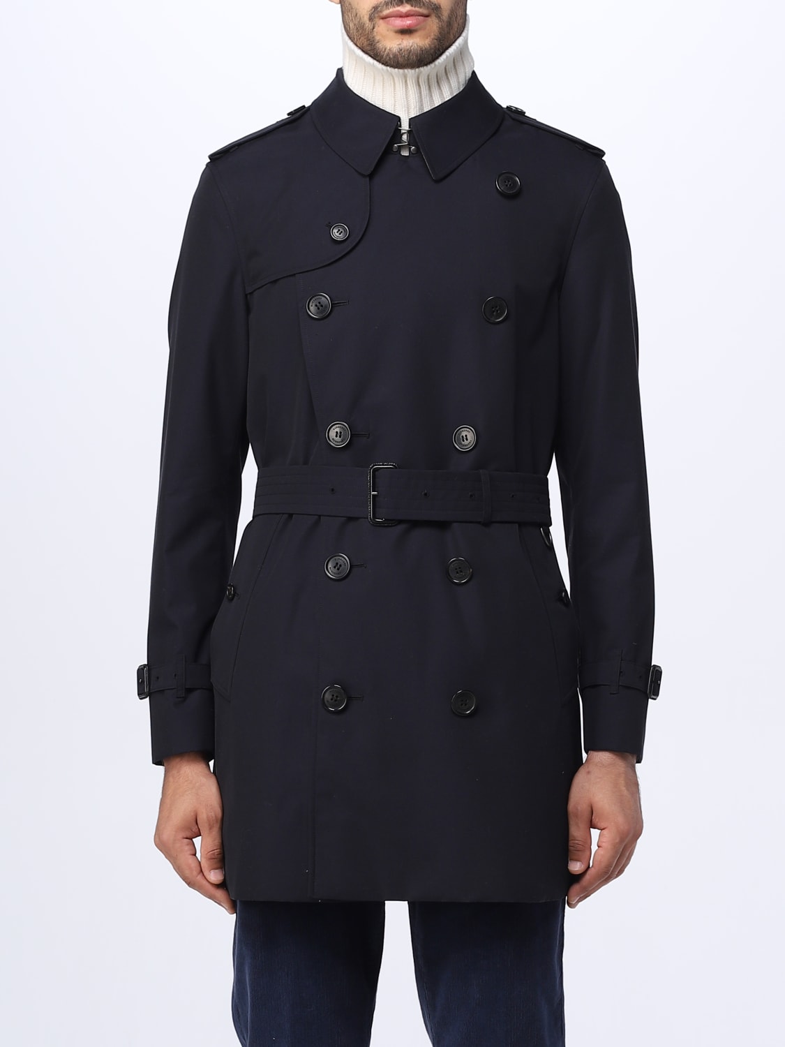 Begivenhed stof Forekomme BURBERRY: trench coat in cotton - Blue | Burberry trench coat 8015238  online on GIGLIO.COM