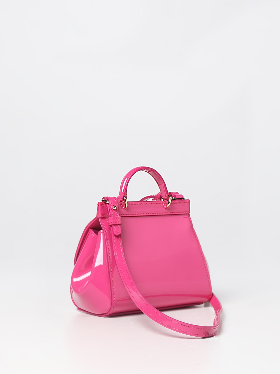 Dolce & Gabbana Blue Denim Pink Leather Sicily Shoulder Satchel Bag