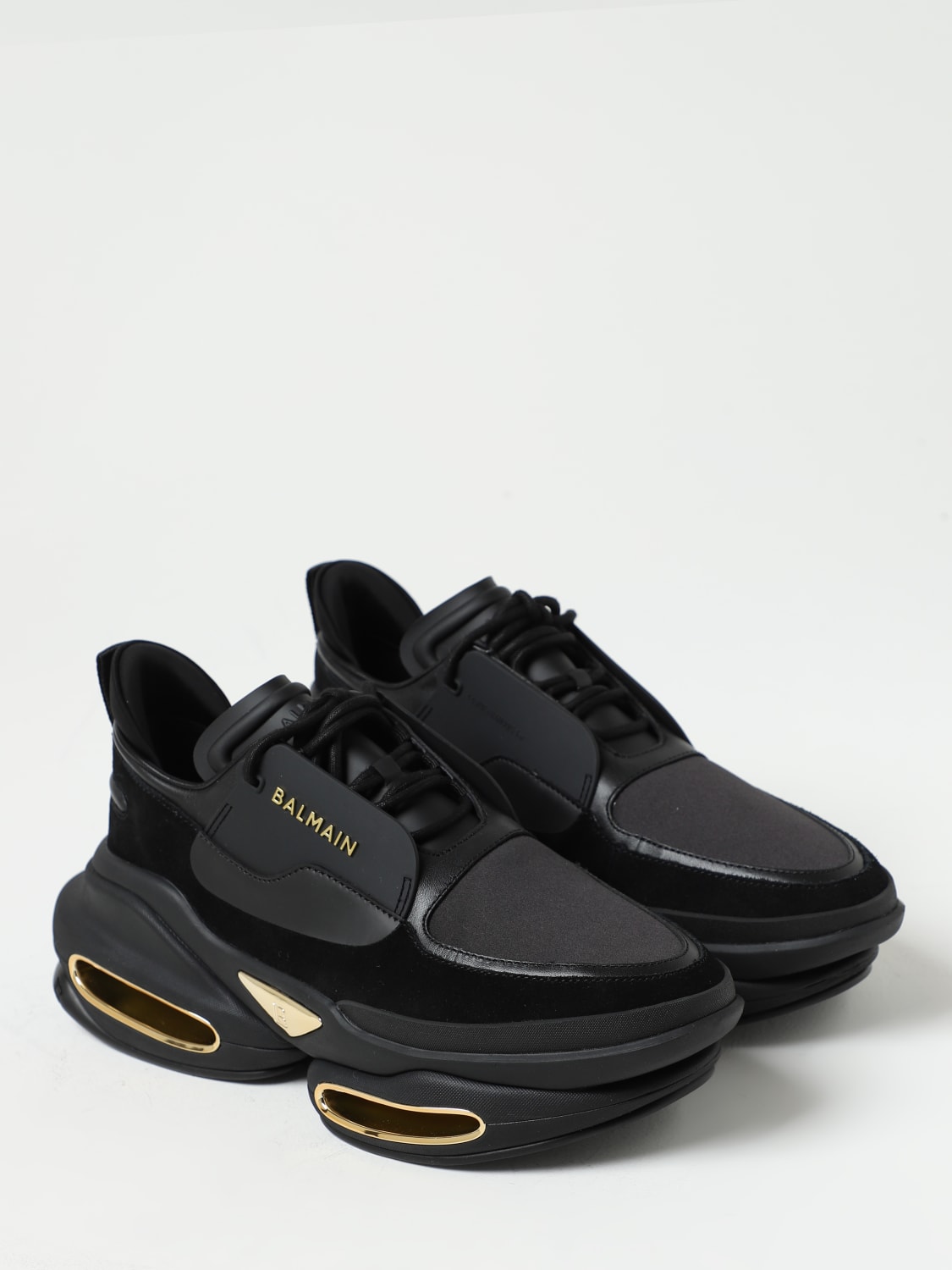BALMAIN: B-Bold leather sneakers with logo Black | Balmain sneakers BM1VI277LSSE online at GIGLIO.COM