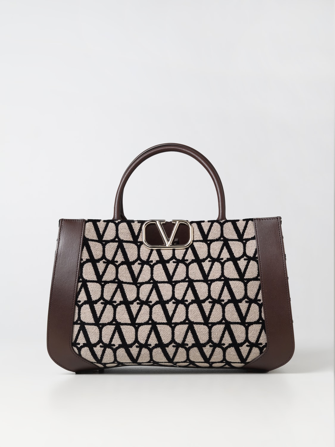 VALENTINO GARAVANI: bag in Toile Iconographe and leather - Beige