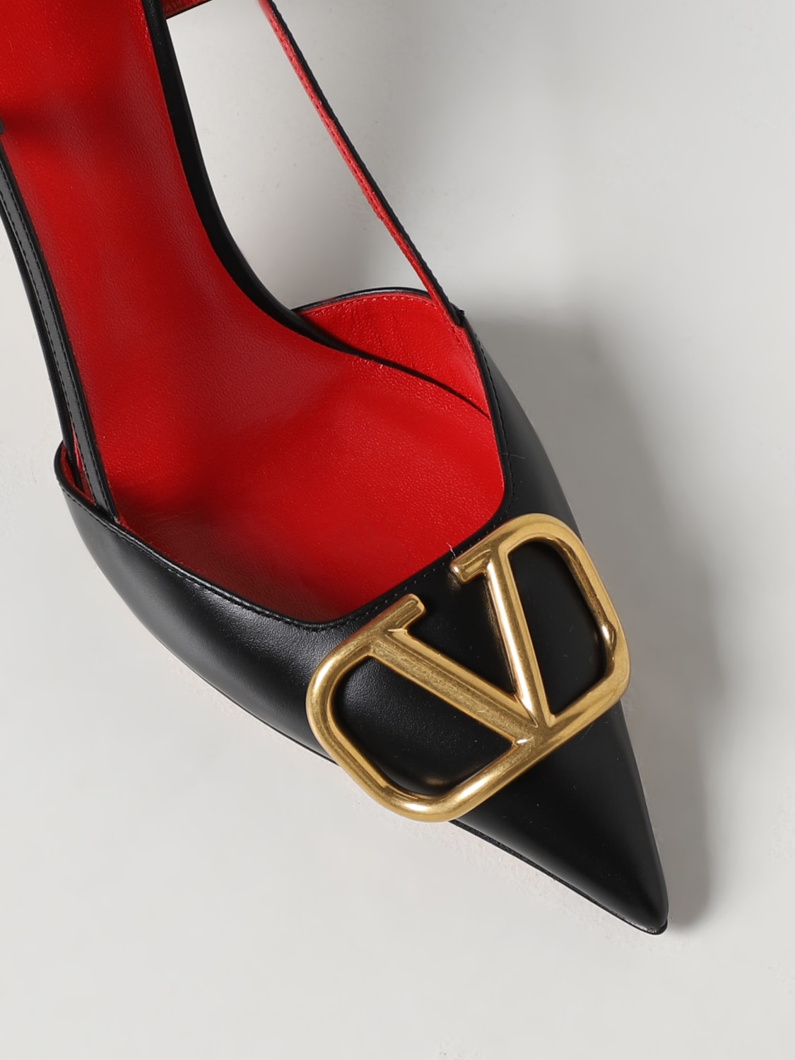 VALENTINO GARAVANI: slingback in leather - Black | Garavani high heel shoes online at GIGLIO.COM