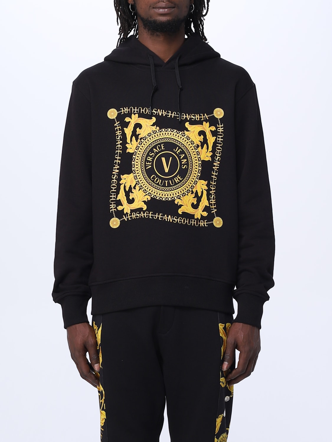 JEANS COUTURE: sweatshirt in cotton - Black | Versace Jeans Couture sweatshirt 75GAIF07CF00F online at GIGLIO.COM