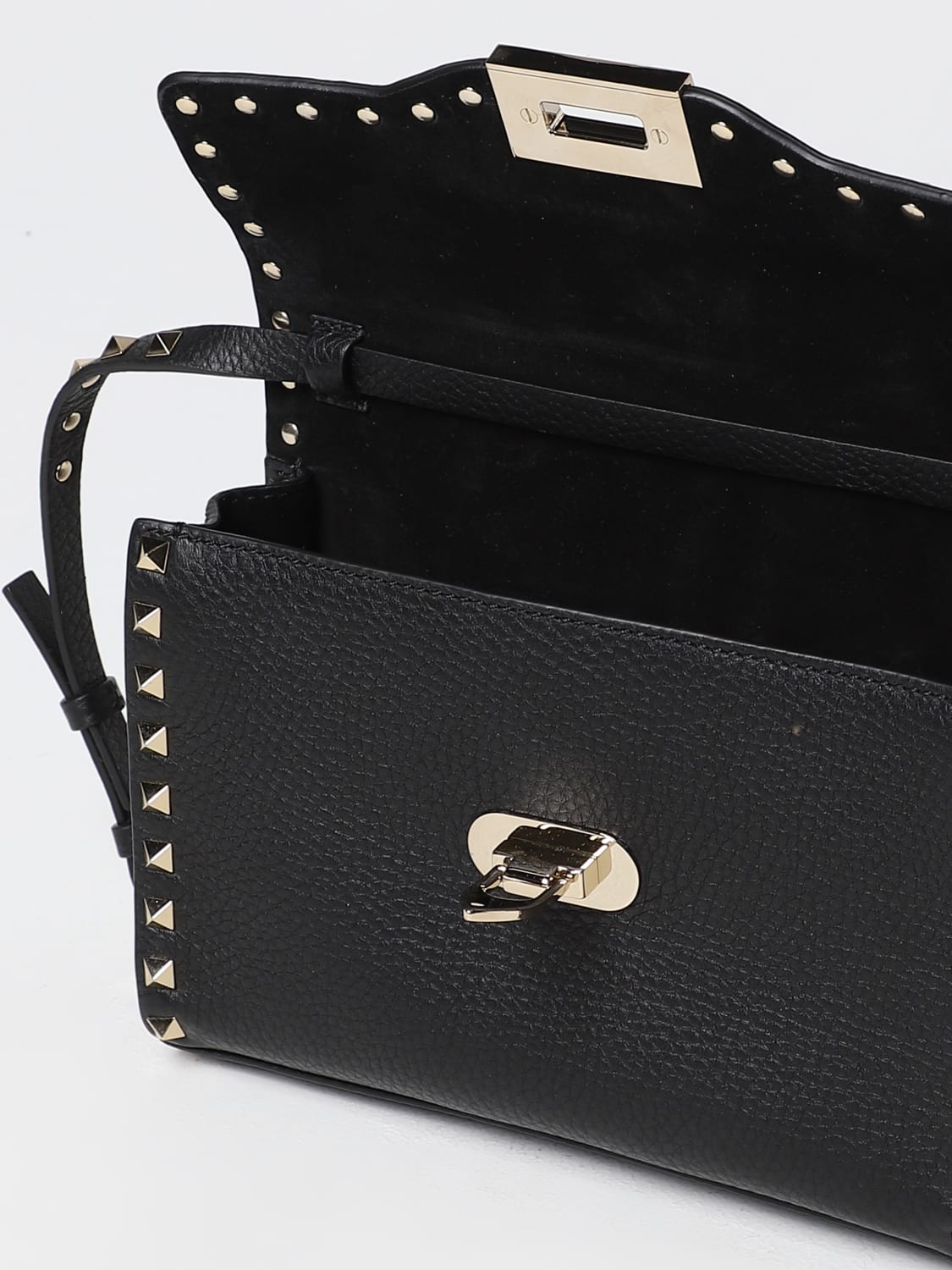 Valentino Rockstud Small Grainy Leather Shoulder Bag - Black - Medium