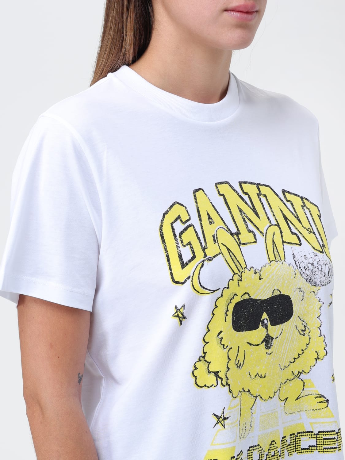 Ganni Logo Cotton Jersey T-Shirt