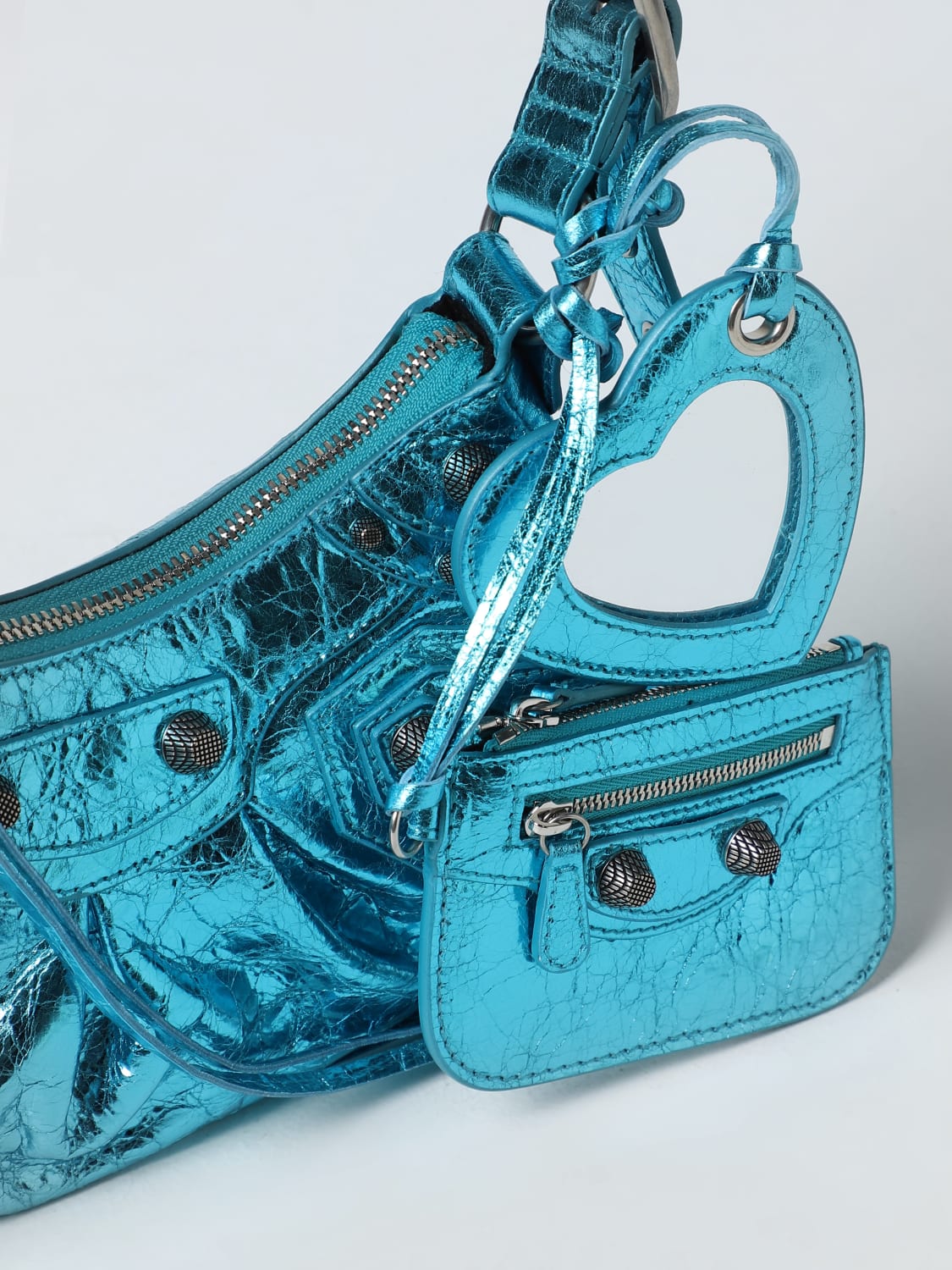 BALENCIAGA: Le bag in laminated leather - Blue | Balenciaga shoulder bag 6713090GT3Y online on GIGLIO.COM