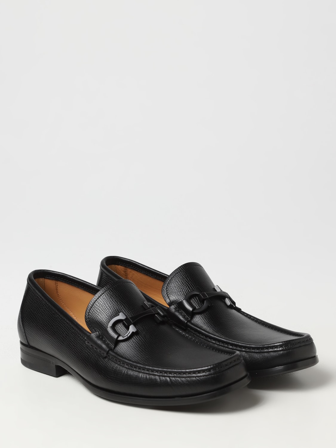 FERRAGAMO: leather loafers with horsebit - Black | Ferragamo loafers ...