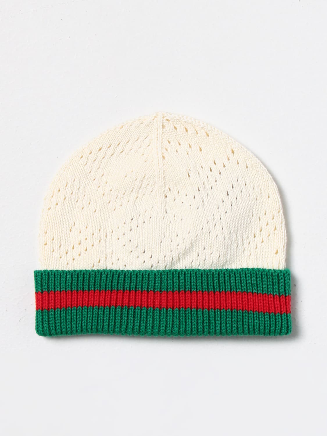 GUCCI: knit hat - White  Gucci girls' hats 7389463K111 online at