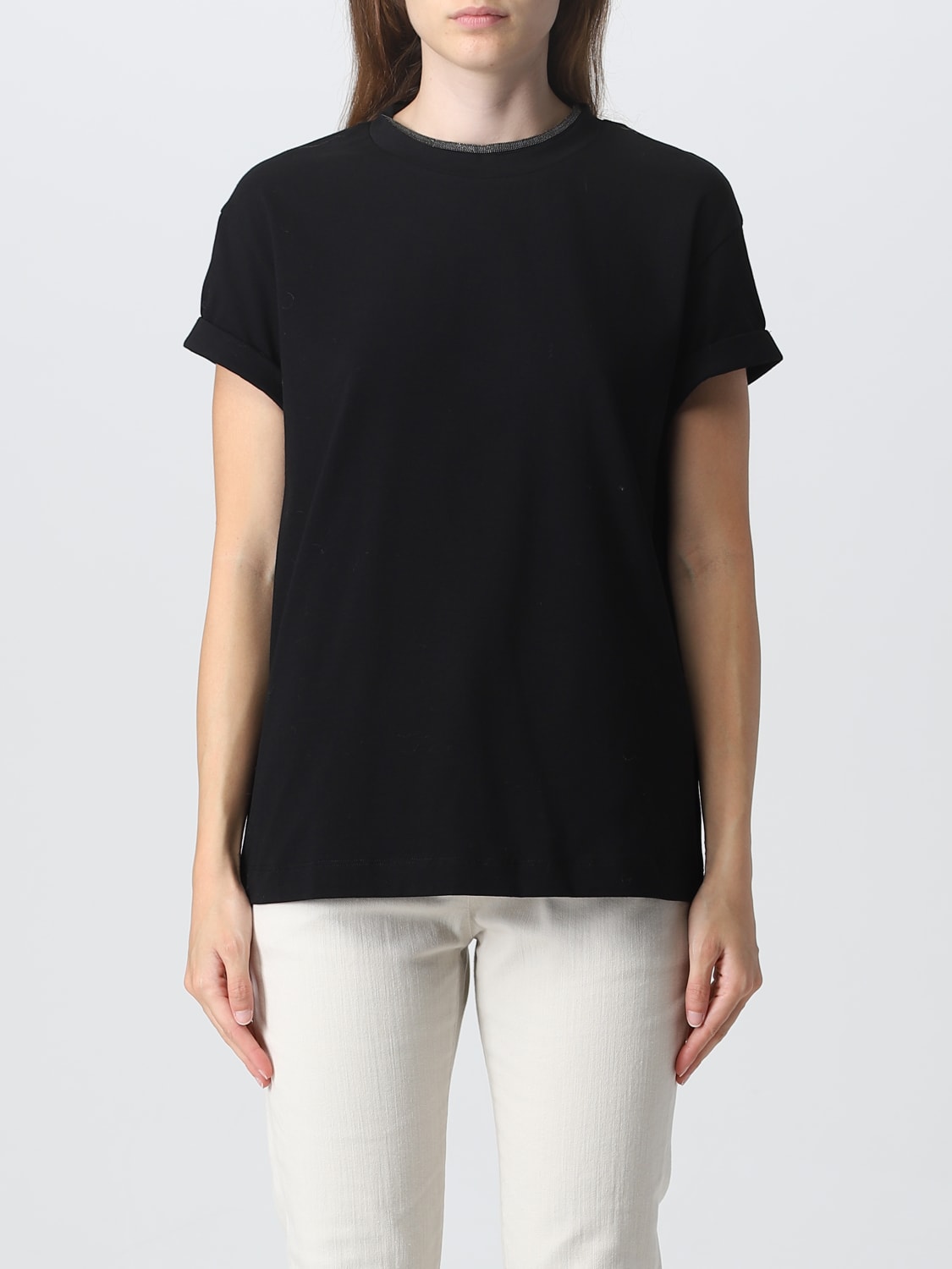 BRUNELLO CUCINELLI: t-shirt for woman - Black | Brunello Cucinelli t ...