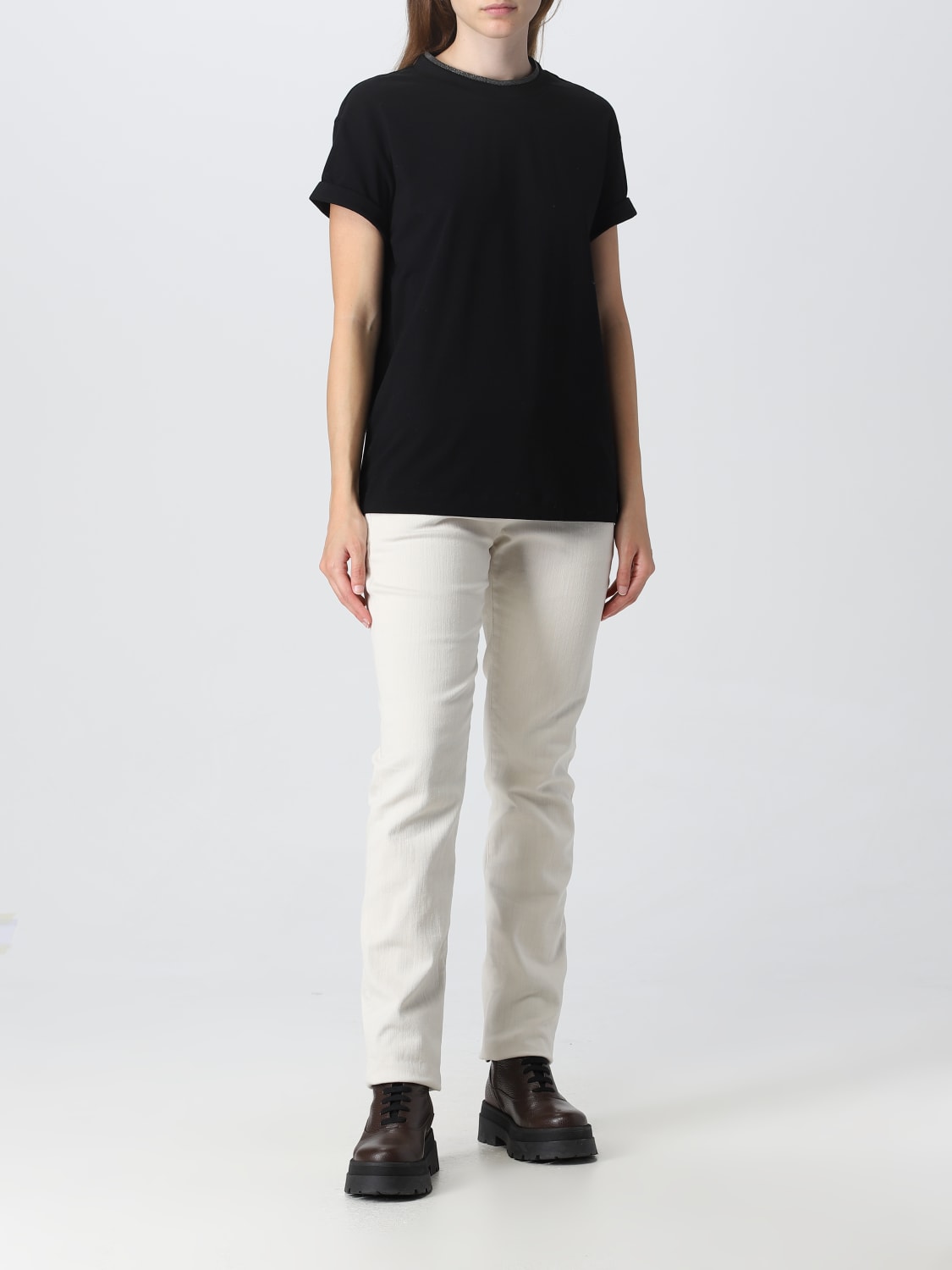 BRUNELLO CUCINELLI: t-shirt for woman - Black | Brunello Cucinelli t ...