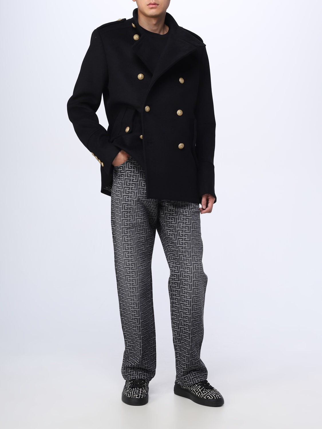 coat for man - Black | Balmain BH1UC030WB72 online on GIGLIO.COM