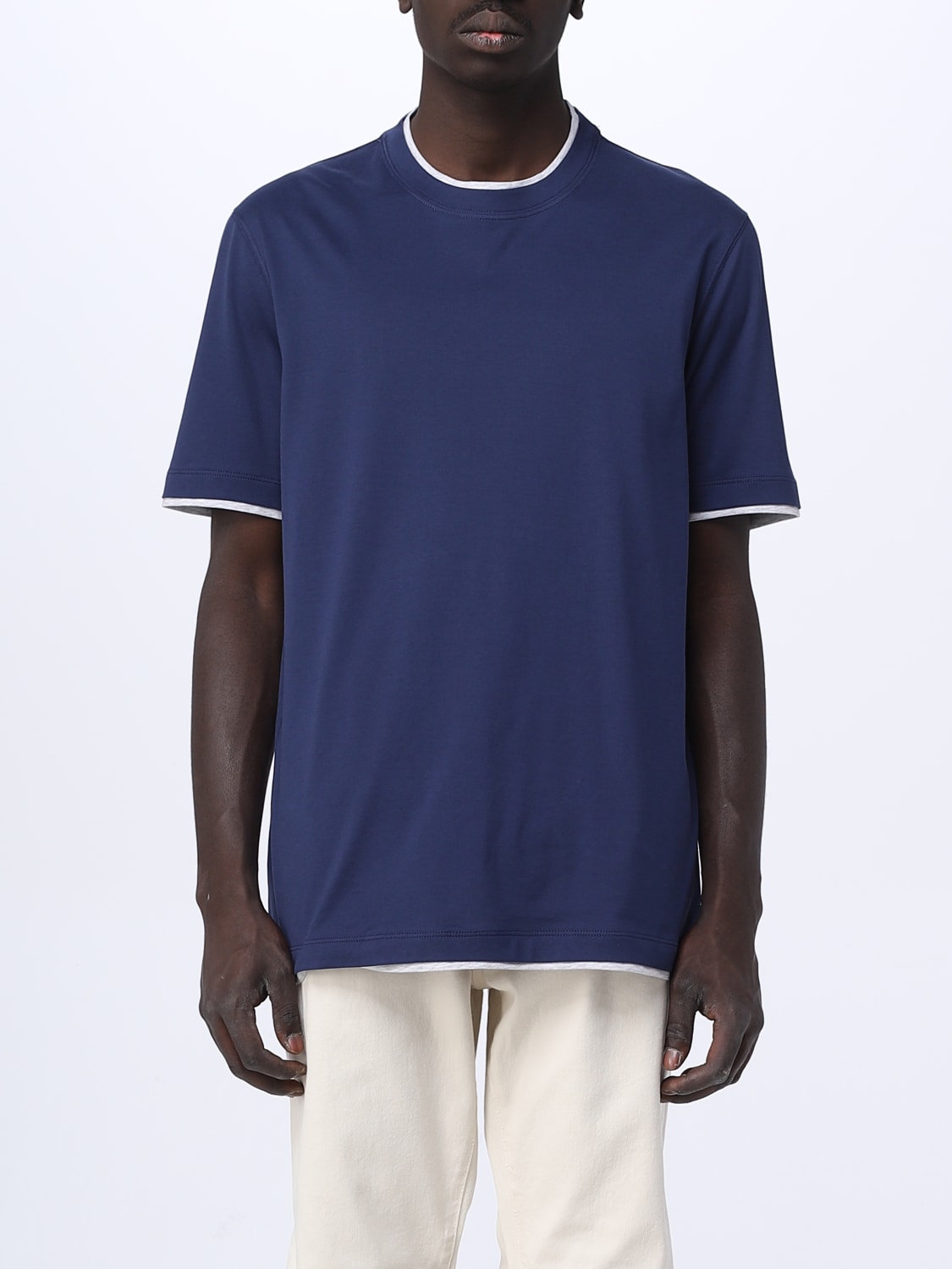 BRUNELLO CUCINELLI: t-shirt for man - Blue | Brunello Cucinelli t-shirt ...