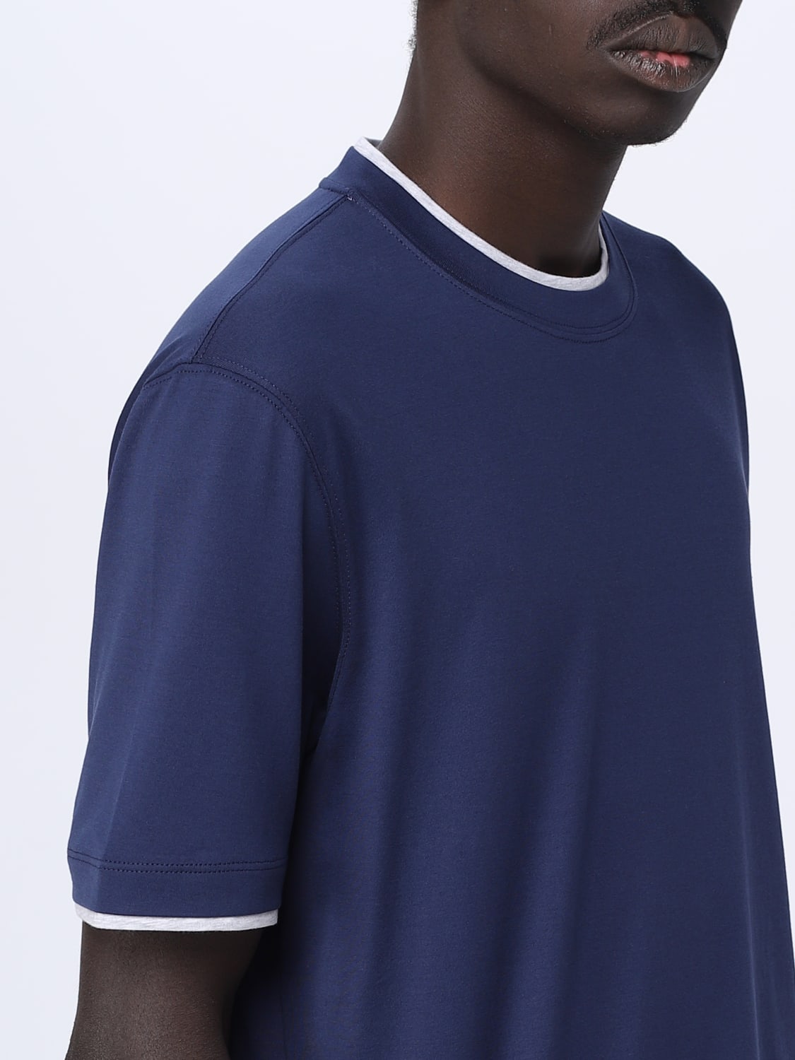 BRUNELLO CUCINELLI: t-shirt for man - Blue | Brunello Cucinelli t-shirt ...