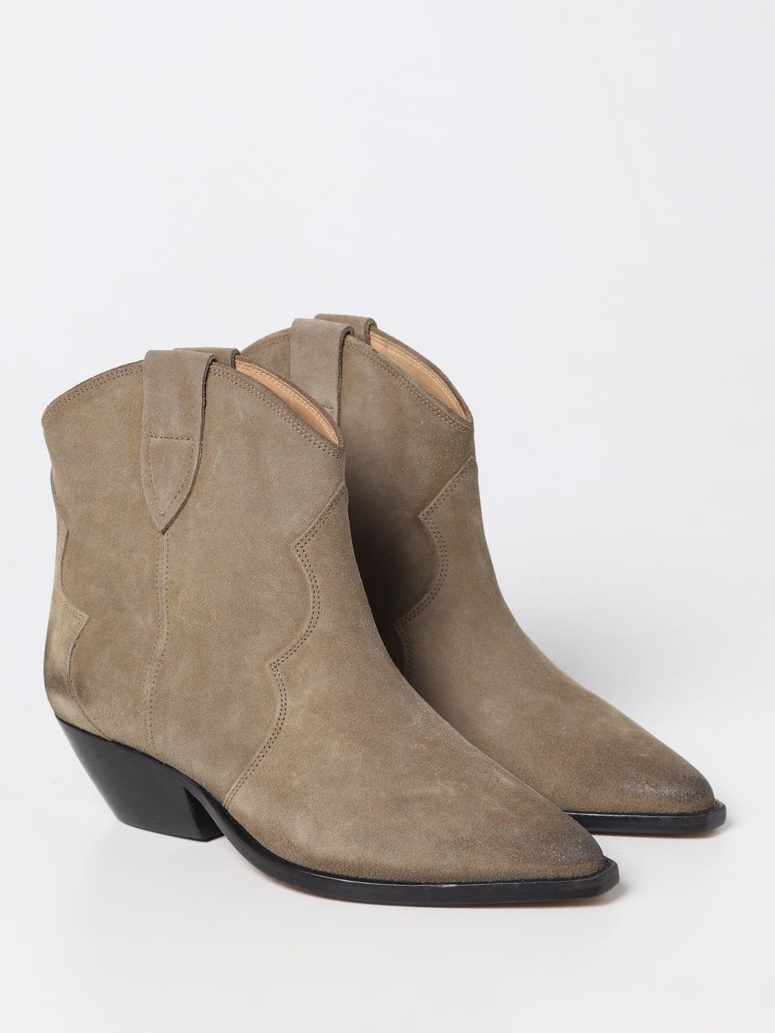 ISABEL Dewina ankle boot in used suede - Dove | Isabel Marant flat ankle boots BO0002FAA1A03S online at GIGLIO.COM