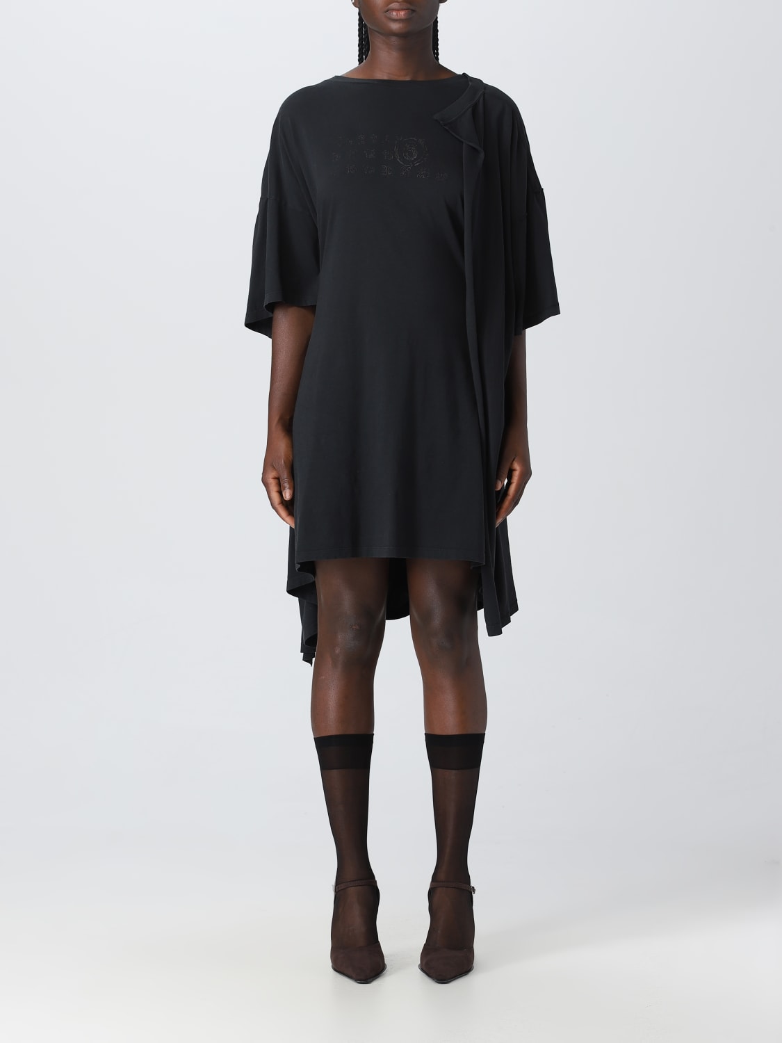 MM6 Maison Margiela Jersey Dress in Black/Grey