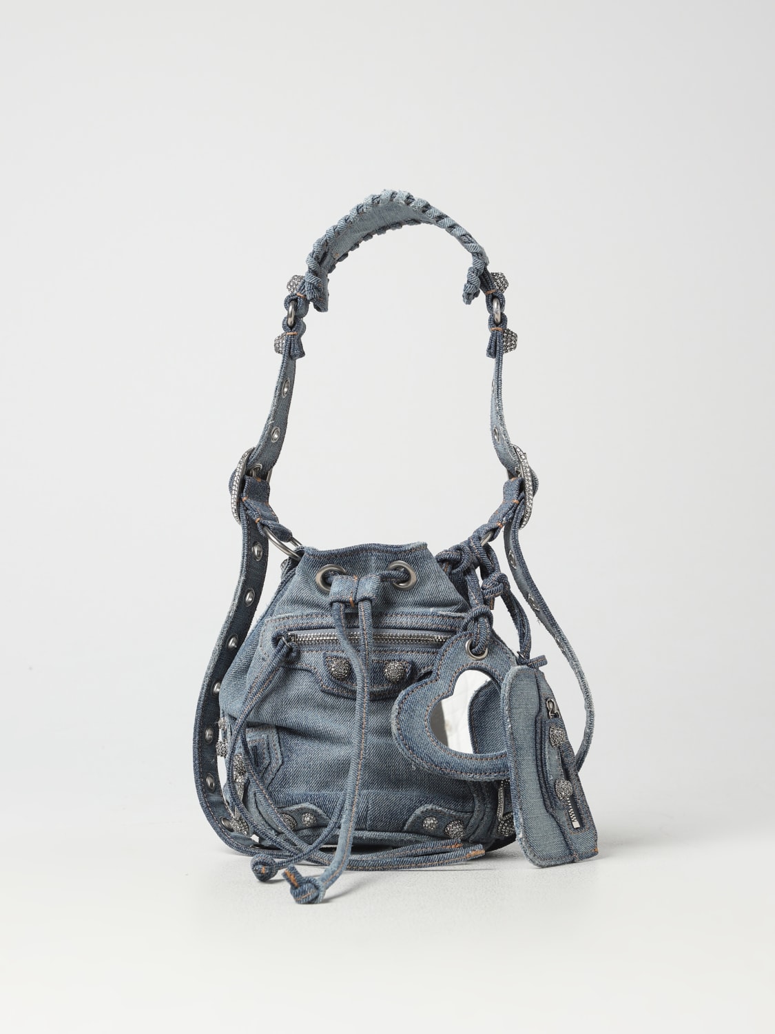 BALENCIAGA: Le Cagole bag denim with applications - | Balenciaga mini bag 7024312109U online at GIGLIO.COM