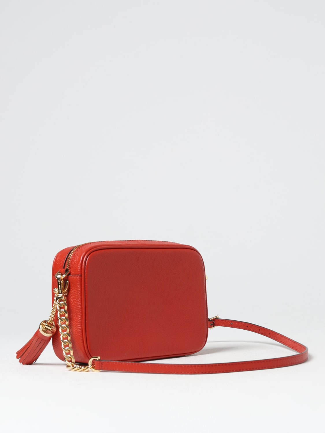 michael kors red purse with gold chain