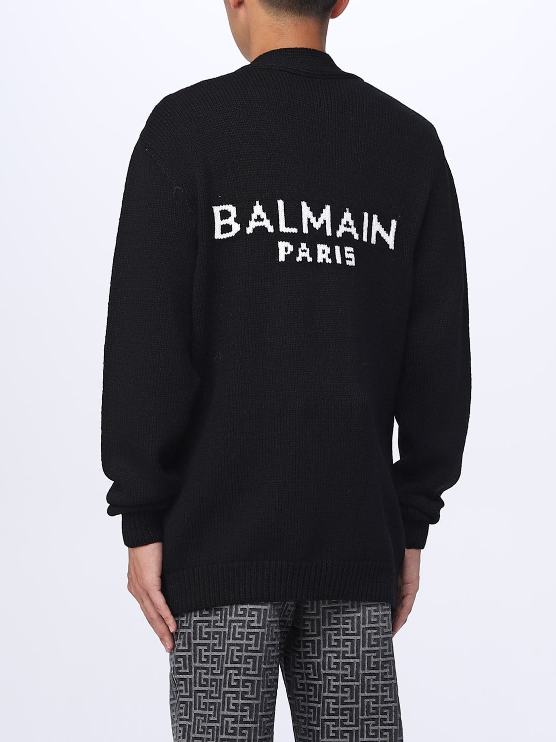 BALMAIN: cardigan for man - Black | Balmain cardigan BH1KM0EAB online ...