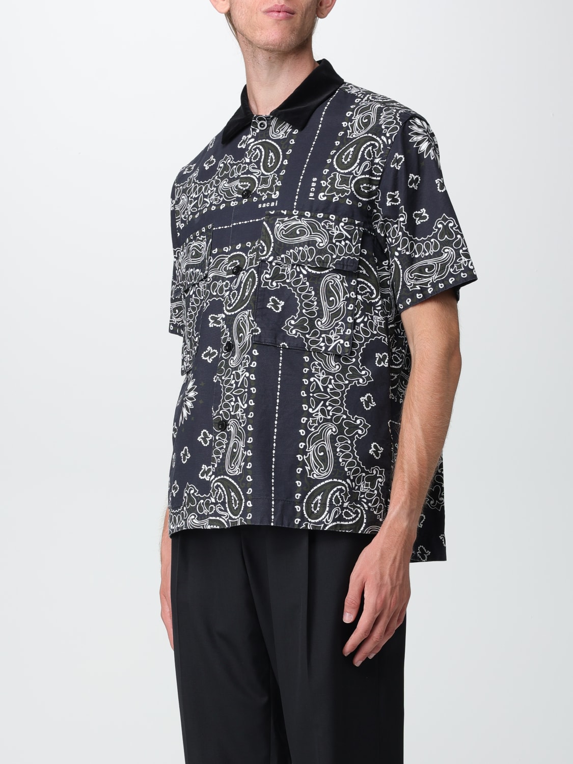 SACAI: shirt for man - Blue | Sacai shirt 2303153M online on GIGLIO.COM